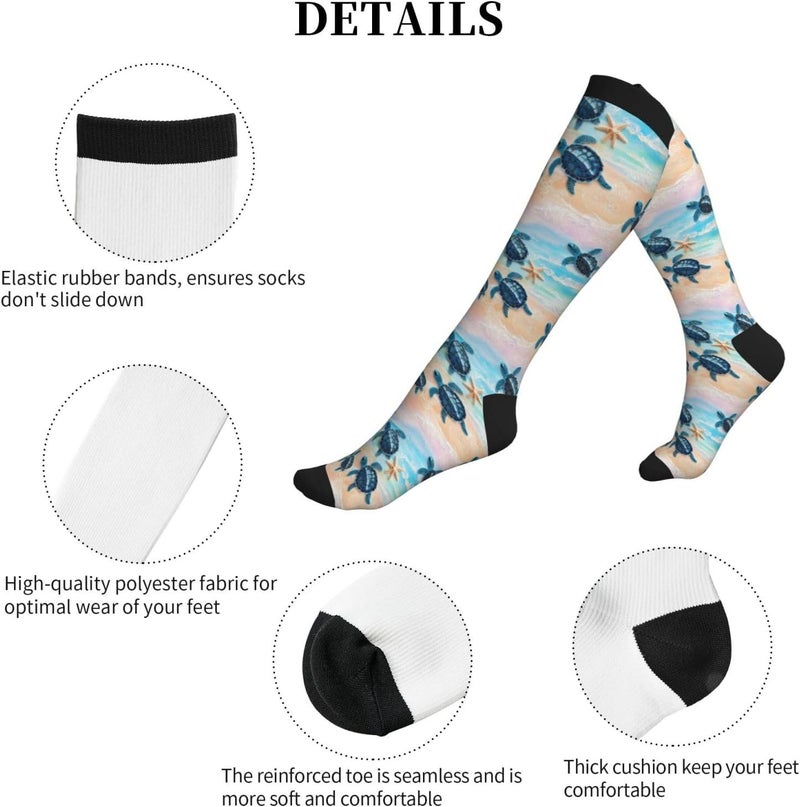 thmnj Compression Socks Knee High Support Socks for Women Men Circulation Stockings for Athletic Running Cycling Flying - Image 3
